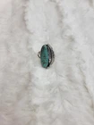 Vintage Navajo Turquoise Sterling Silver Ring With Leaf Design