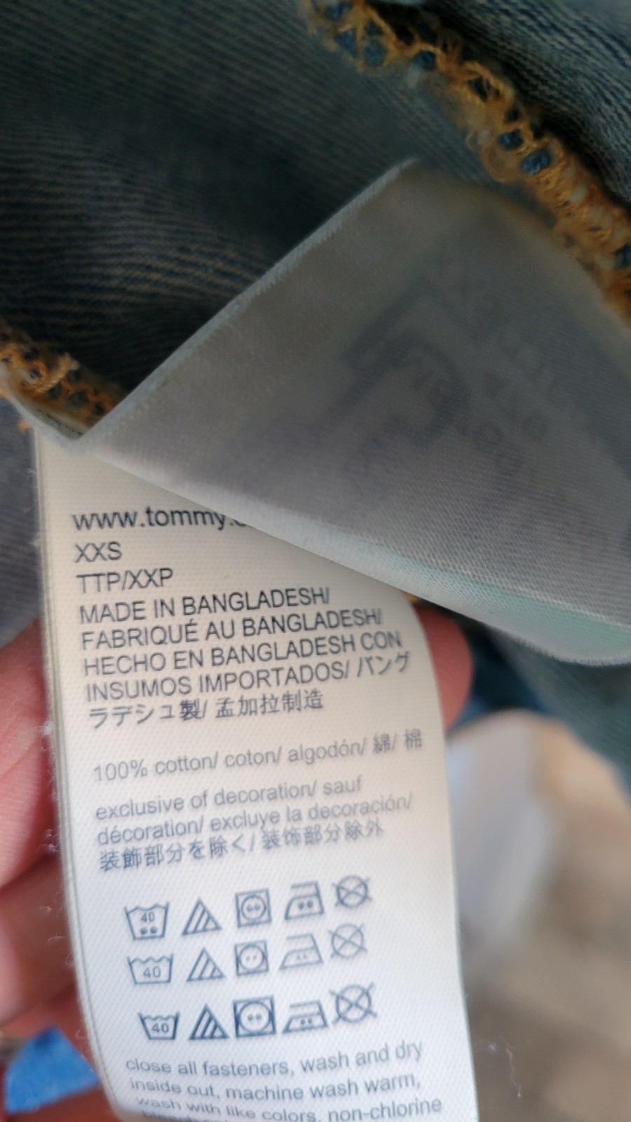 Vintage Tommy Hilfiger Jeans Jacket Womens Xxs Blue Denim Flag Logo 90s thumbnail 6