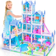 "New Barbie Dreamhouse, Pool Party Doll House with 3 Story Slide "
