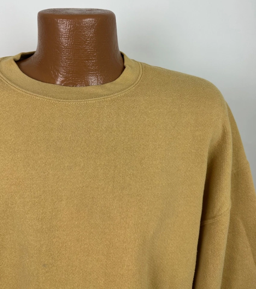 Vintage 90s Sweatshirt Mens XL Mustard Yellow Wheat Earth Tone Blank Crewneck - Image 3 of 4