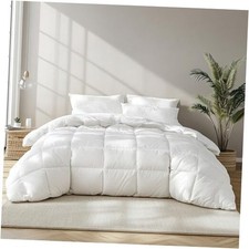 Luxury White Goose Feather Down Fiber Comforter,5-Star King White/All Season