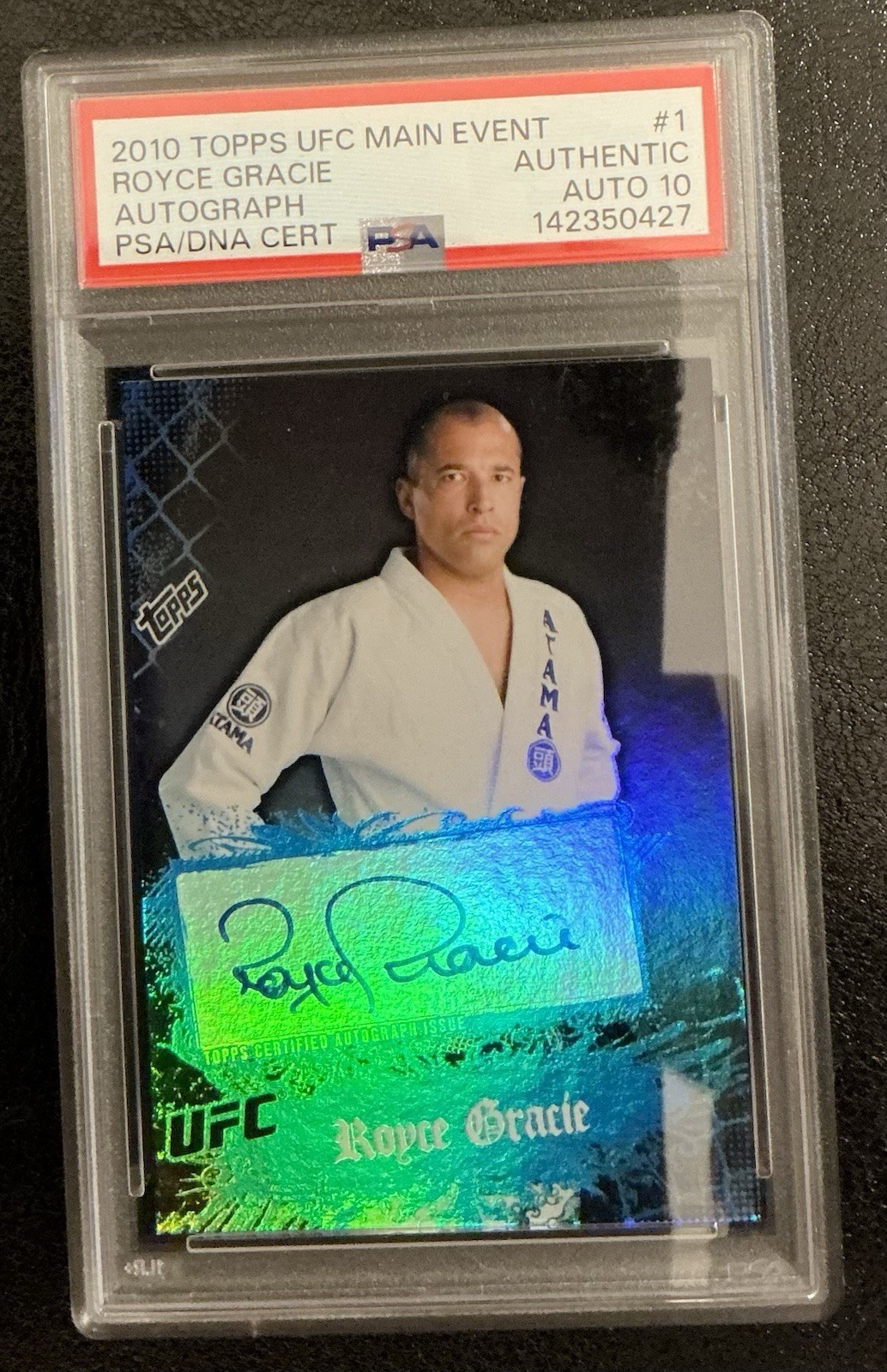 2010 Topps UFC Main Event RC - Royce Gracie - Blue Auto #1 PSA 10 - "OG GOAT"