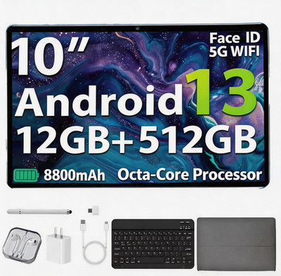 Android 13 Tablet 10 inch 12GB RAM 521GB ROM Split Screen Function Dual cameras