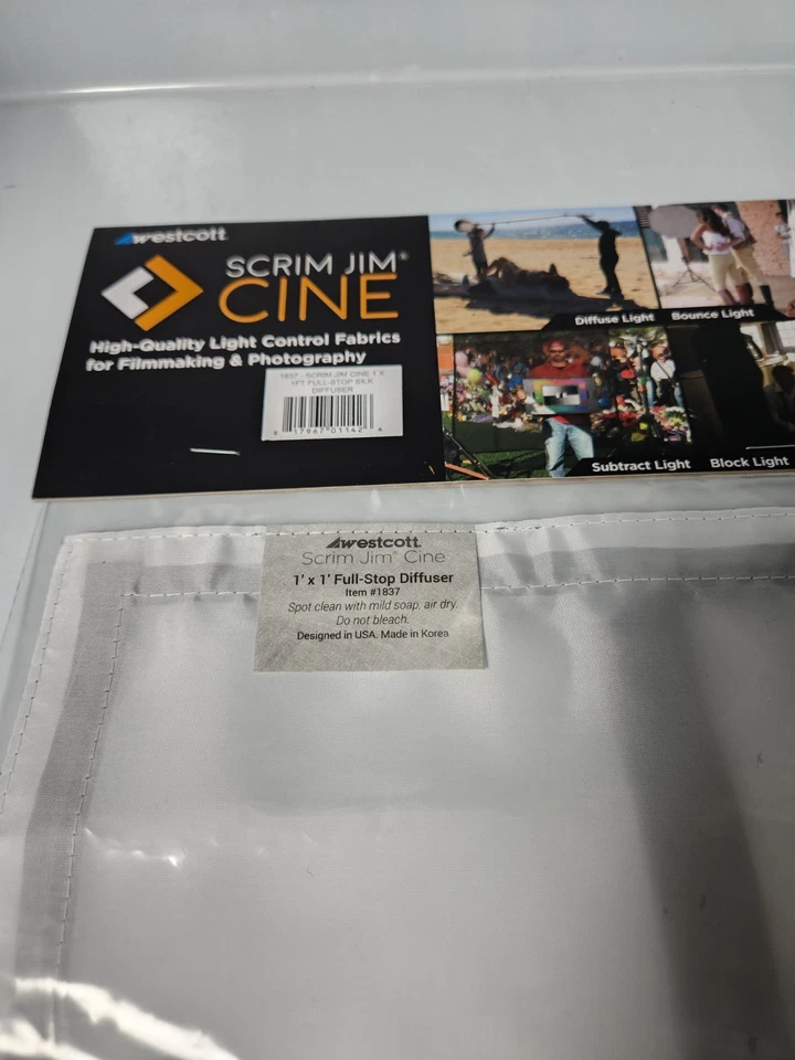 Westcott Scrim Jim Cine Full-Stop Diffuser Fabric 1' x 1' - Image 2 of 4