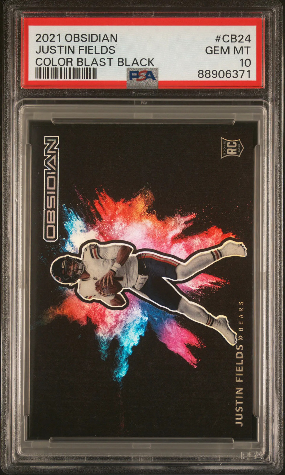 2021 Panini Obsidian Color Blast Black Justin Fields #CB24 PSA 10 POP 20