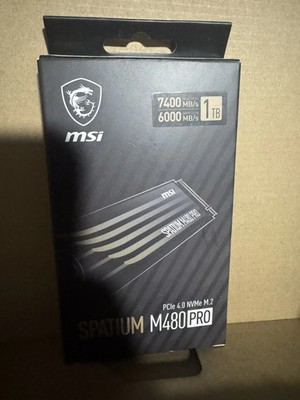 NEW MSI SPATIUM M480 Pro 1TB PCIe 4.0 NVMe M.2 2280 SSD 7400 MB/s Read 6000 MB/s