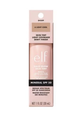 Elf Halo Glow Skin Tint SPF 50 In Shade 6 LIGHT COOL Full Size 1oz 30mL