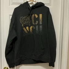 Cinch Jeans Hoodie Men  s Large White Label Raised/Textured Logo Dark Gray/ Black