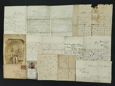 1860s-80s antique LETTERS PHOTO elkrun oh BAKER family CIVIL WAR pension politic