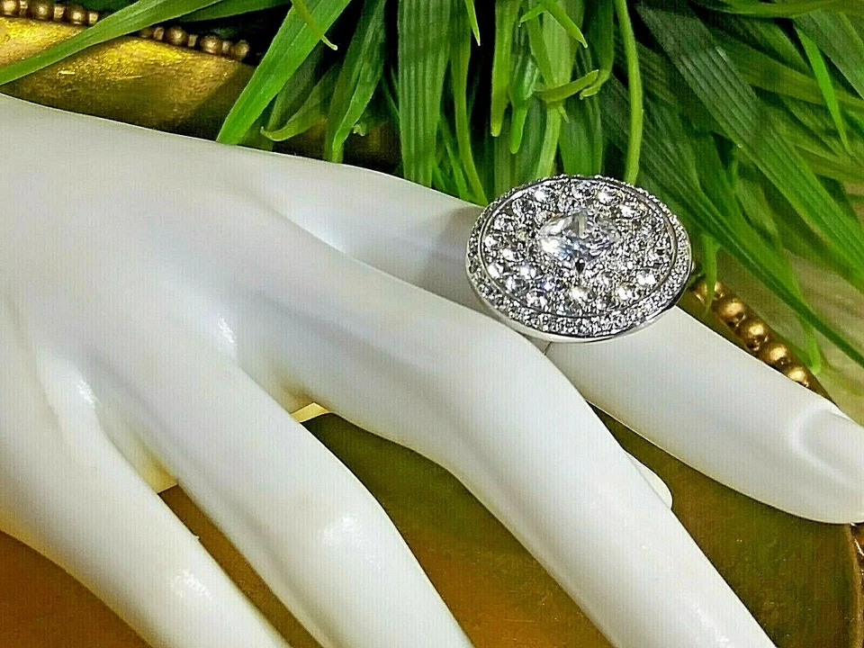 HERMOSO ANILLO CRISTAL REDONDO TONO PLATA 2CM DE NOLAN MILLER Talla 6 Foto 4 de 4