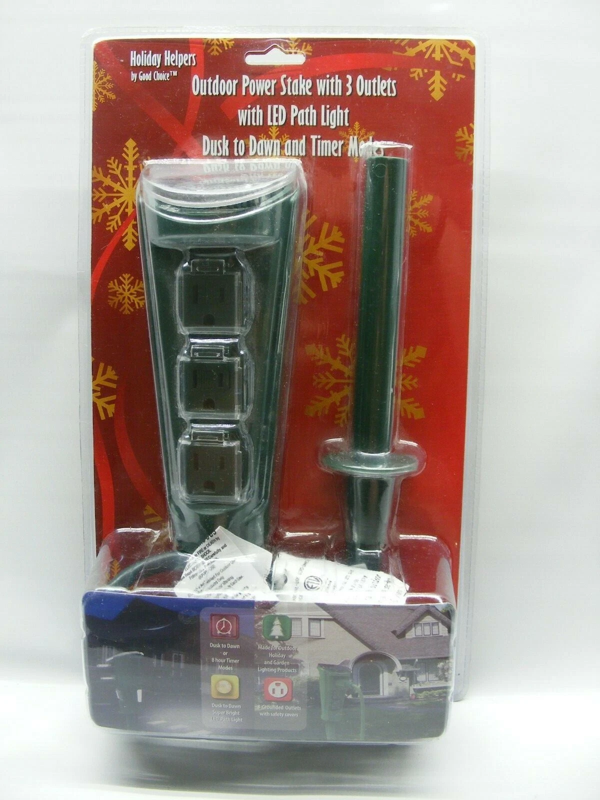 Holiday Helpers 24 Hour Outdoor Programmable Timer 3 Outlets Power Stake LED