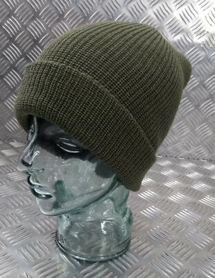Genuine US Army Green or Black Beanie Hat / Watch Cap / Skullcap 100% Wool