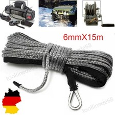 6mmX15m 10000LBS Kunststoffseil Windenseil Seilwinde Forstseil Synthetikseil ATV
