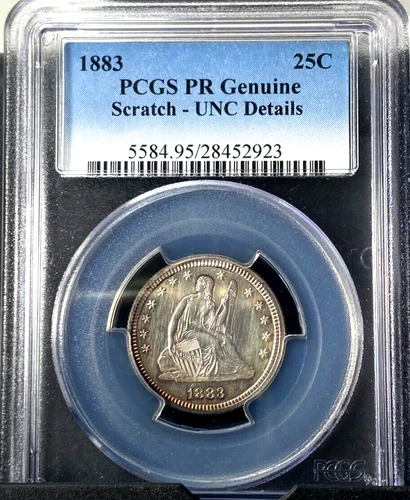 1883 Proof Liberty Seated Quarter 25C PCGS UNC Details
