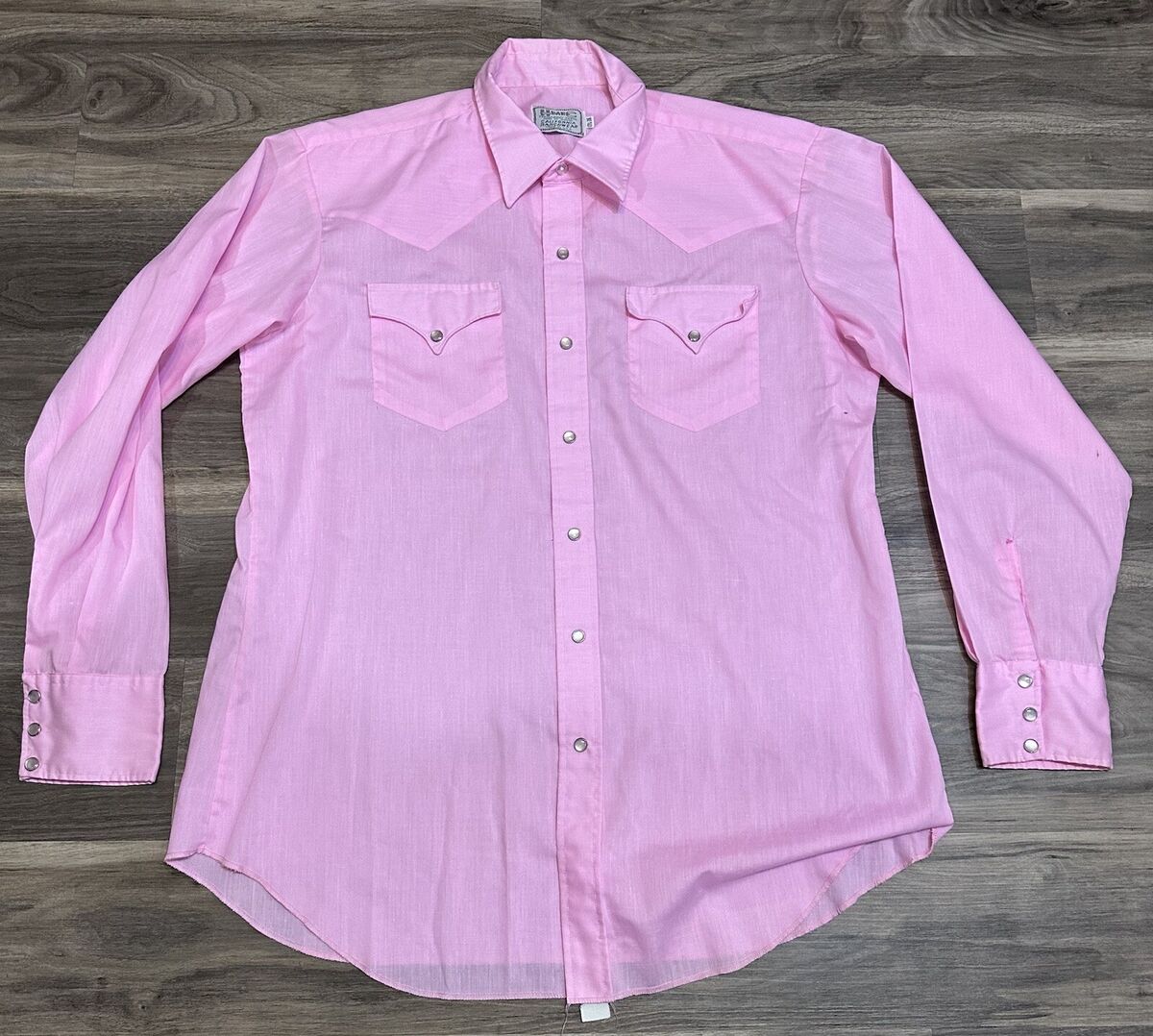 Vintage H Bar C Shirt Mens 36 Pink Pearl Snap Ranchwear Vintage H Bar C Shirt Mens 36 Pink Pearl Snap Ranchwear