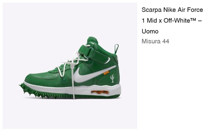 OFF WHITE X NIKE Nike Air Force 1 Mid x Off White Pine Green misura EU 44 UK 9 US 10