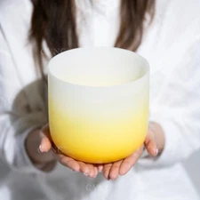 CVNC 432Hz 8"E  Chakra Half Color Crystal Singing Bowl Sound Healing Reiki Yoga