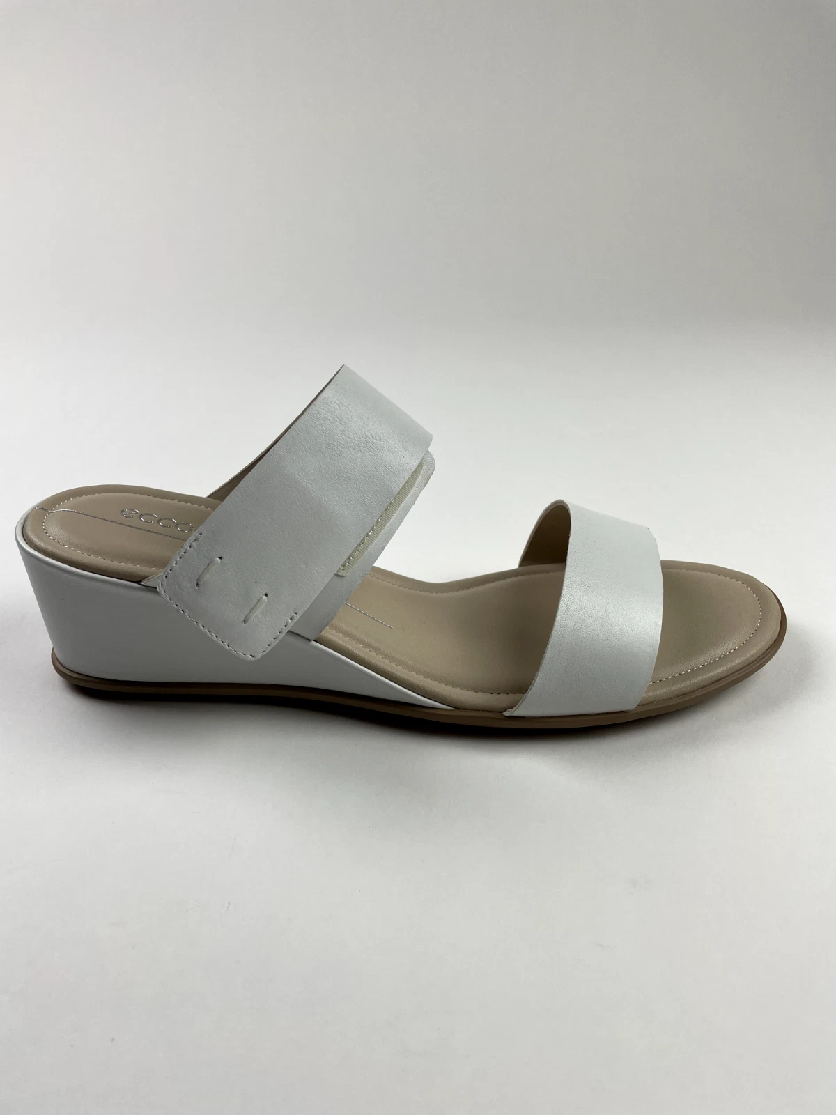 Sandali design danese Ecco 35 zeppa donna 9 9 5 bianco brillante nuovi