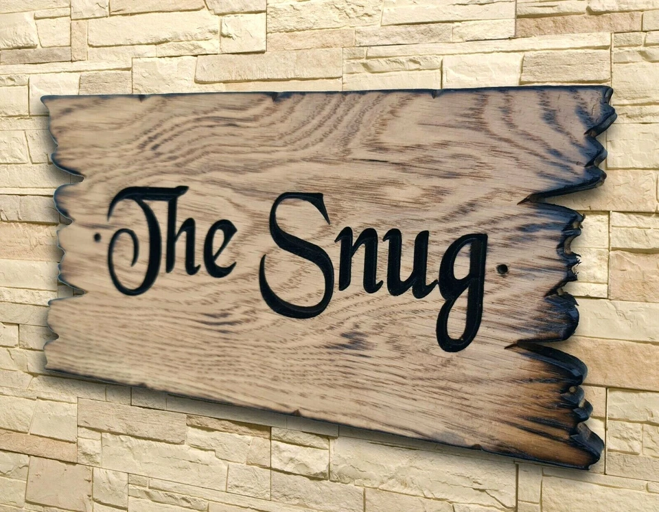 Personalised  Carved Oak Wooden Home House Number Name Sign Plaque Outdoor Old  - Image 4 of 4