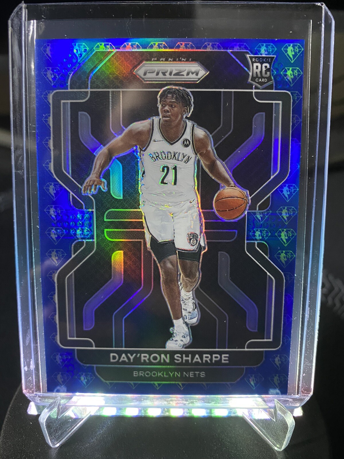 2021-22 Panini Prizm Day’Ron Sharpe RC 75th Anniversary Diamond Blue Prizm #281