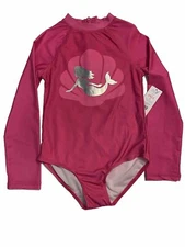 NWT Dot & Zazz Girls Long Sleeve Mermaid Swimsuit 5 Pink Sun Protection
