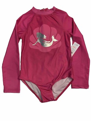 NWT Dot Zazz Girls Long Sleeve Mermaid Swimsuit Pink Sun