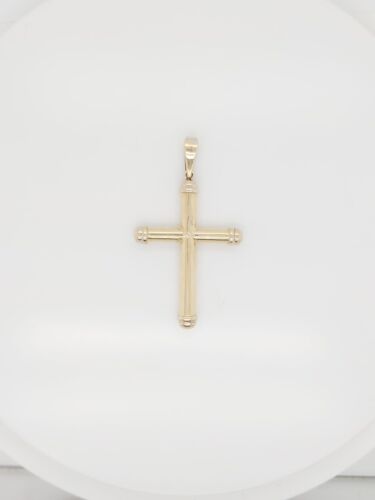 14k Two Tone Gold Rounded Cross Pendant - image 1