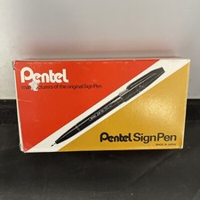 Pentel Sign Pen Stick Marker Fine Point Ochre S520-Y Box Of 12