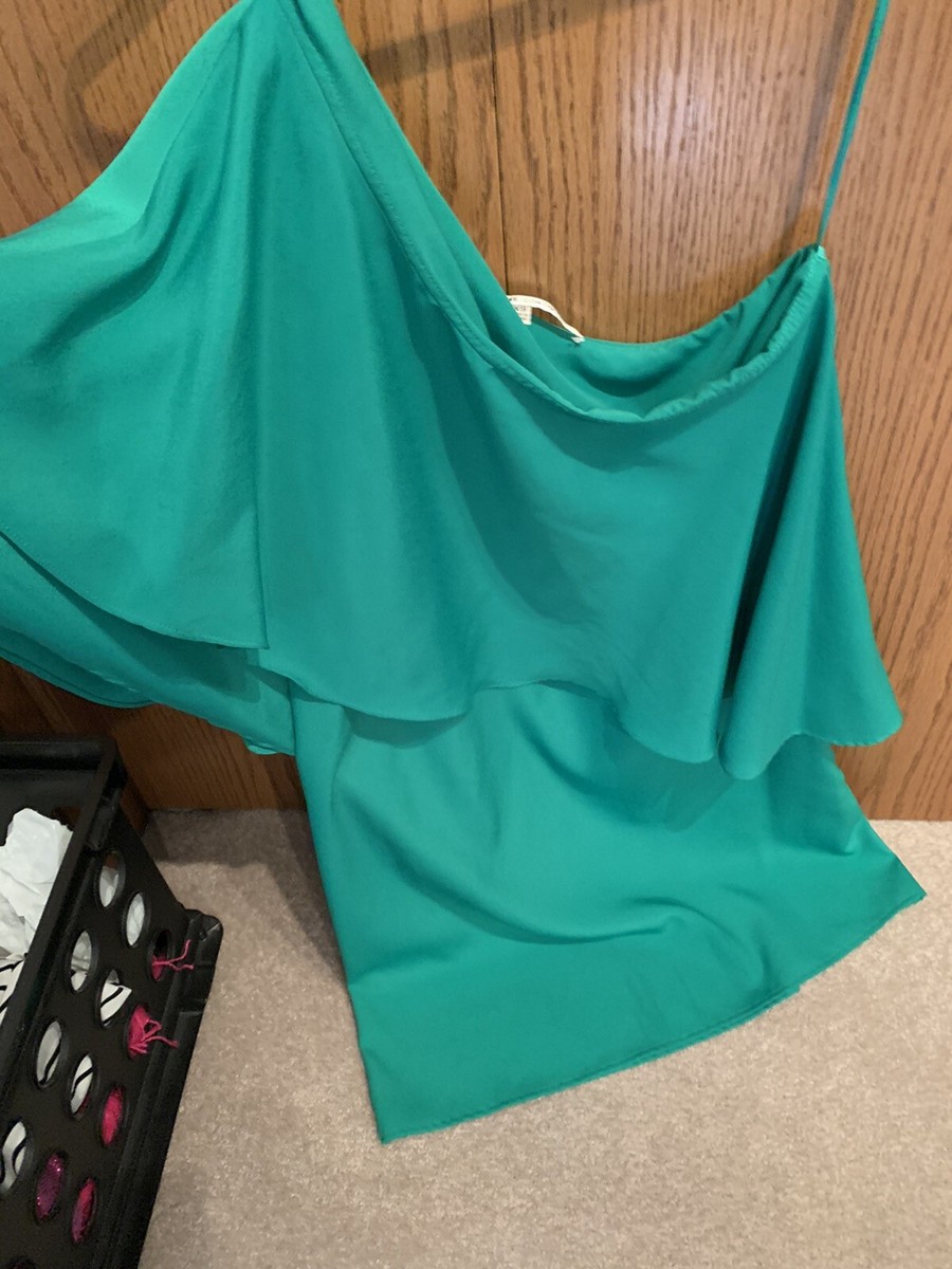 Collective Concepts Green One Shoulder Dress Collective Concepts Green One Shoulder Dress