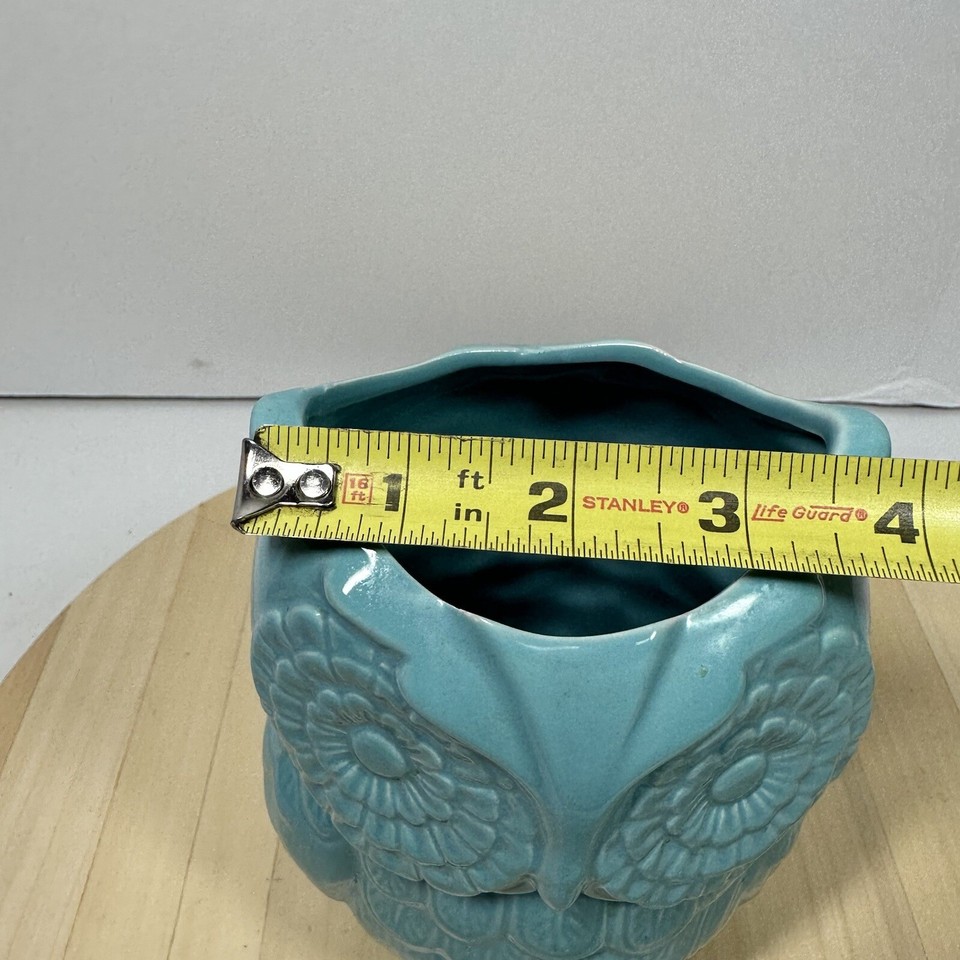 WORLD MARKET Ceramic Turquoise Owl Utensil Holder Planter Kitchen