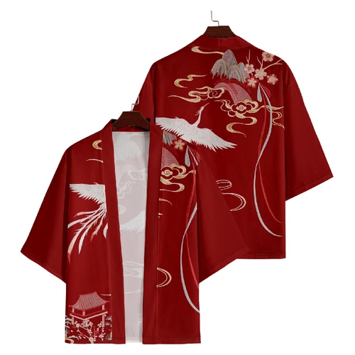 Hombres Kimono Japonés Yukata Albornoz Cárdigan Suelto Prendas de abrigo Verano Fino - Imagen 7 de 12
