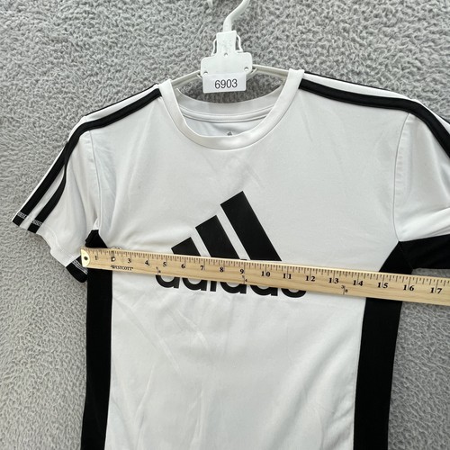 Adidas Athletic Top Youth Boy Small S White Black Perforated Panels Lightweight - Picture 9 of 10