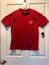 RHINOX MANCHESTER UNITED SOCCER JERSEY MENS SMALL  RED WHITE ENGLAND V NECK