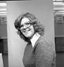 Vintage Negative B&W Med Format 1970's Yearbook Photo Teen Girl Student #170