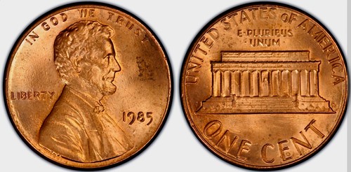 1985 P Lincoln Memorial BU Brilliant Uncirculated 1C From 🔥OBW Bank Roll🔥 - Picture 3 of 7