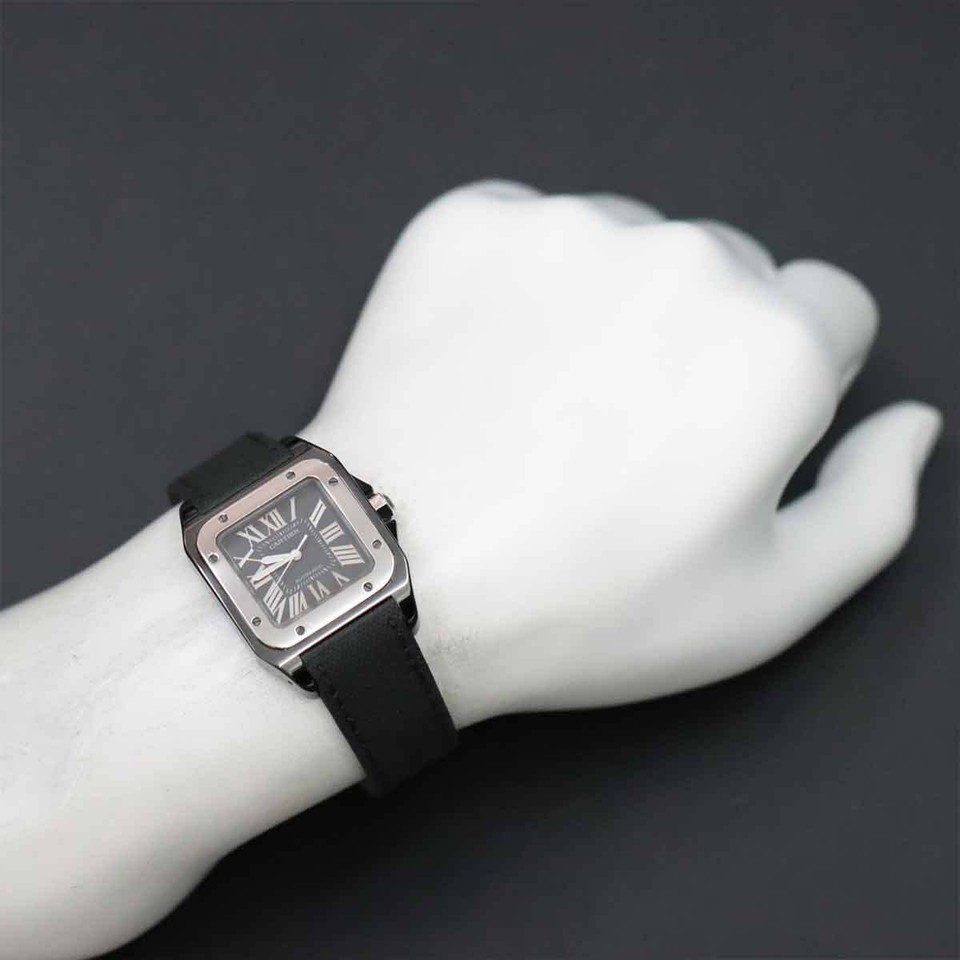 Cartier Santos 100 W2020008 Automatic Black Dial Boys Watch 90250796 eBay