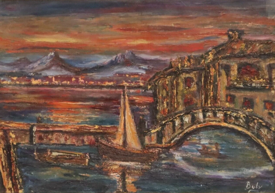 Buby dal Toso ( Scuola XX Secolo ) Dipinto Olio su Tela Paesaggio con Cornice - Imagen 2 de 4