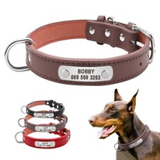 Personalized Dog Collars Leather Adjustable Pet ID Collar Name Engraved Free