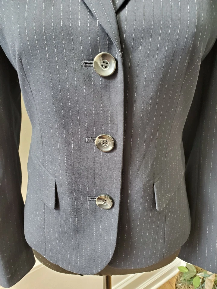 Blazer Jones Wear para mujer azul forrado poliéster manga larga 3 botones elástico 8P Foto 3 de 4