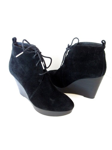MICHAEL KORS Black Suede Lace Up Wedge 