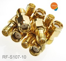 10-Pack RP-SMA Male to RP-SMA Female Pin-Saver Gold Plated Adapter, RF-S107-10