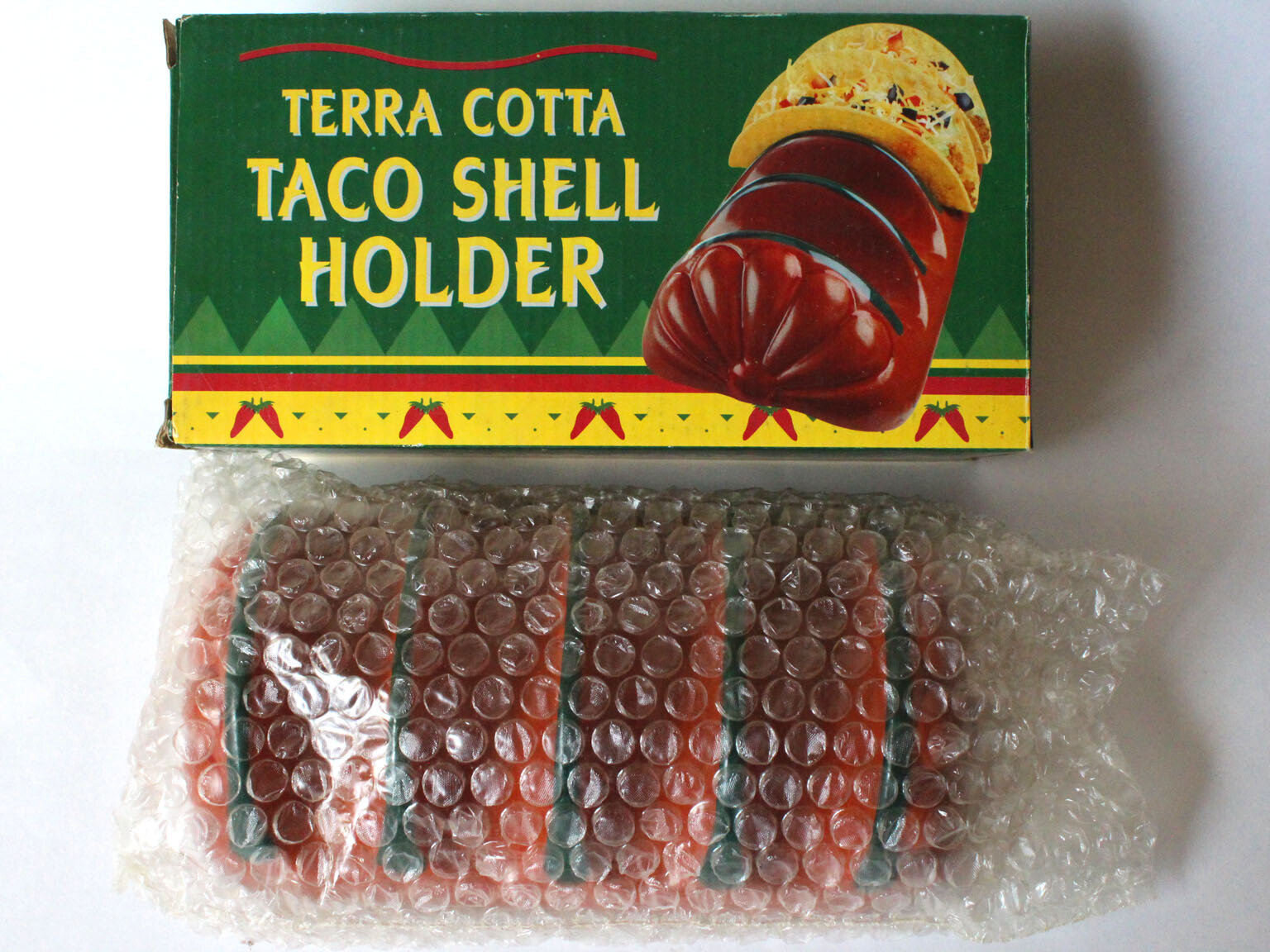 Terra Cotta Taco Shell Holder Holds 4 Painted Glazed Ceramic Giftco Inc ...