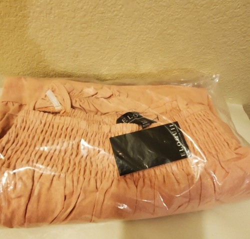 Eloquii Linen Blend Pink Blush Smocked Ruffle Mini Dress. Size 14/16 - Picture 5 of 11