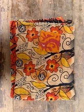 Indian Mat Handmade Stitched Gudari Colourful Counterpane Cotton Quilted Throw