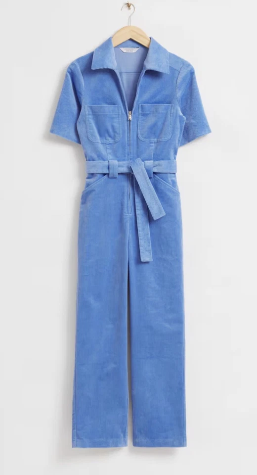 Комбинезон & Other Stories на молнии вельветовый светло-синий размер 8 короткий рукав  - Изображение 4 из 4