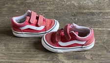Vans Old Skool Toddler Shoes Size 7.5 Color Red with Vel Cro In Great Condition