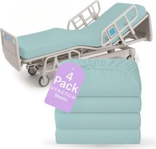BLISSFORD - 4 Pack Fitted Hospital Bed Sheets with 4 Per Pack, 2 - Blue
