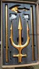Scale Aquaman Steel Alloy Trident 1/1 Cosplay Prop Metal Boxed Ornaments 210cm
