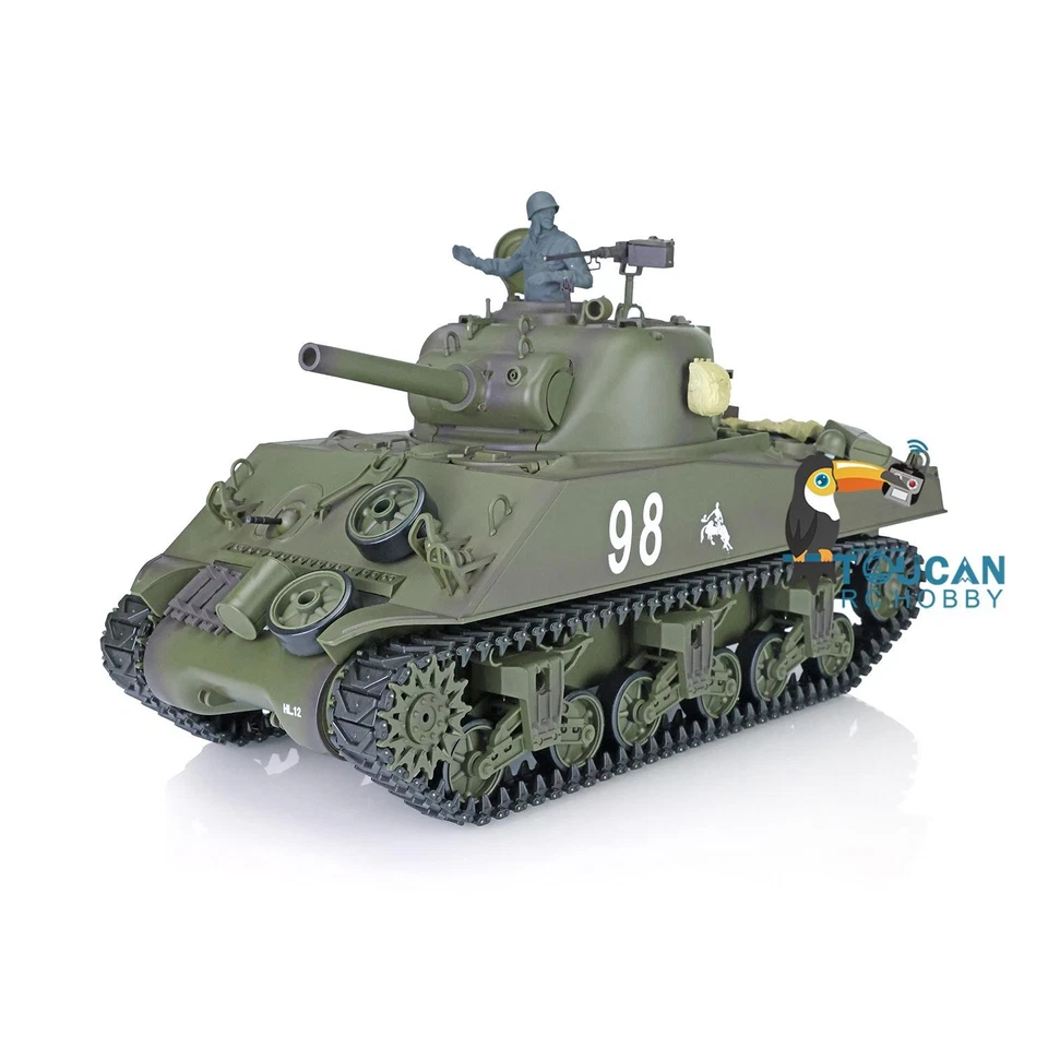 M4A3 Sherman Henglong RTR 1/16 7.0 Plastic RC Tank 3898 BB IR 340° Sound Lights - Image 3 of 4