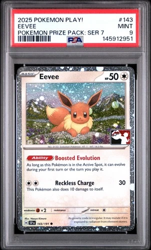2025 POKEMON PLAY! POKEMON PRIZE PACK: SERIES 7 #143 EEVEE PSA 9